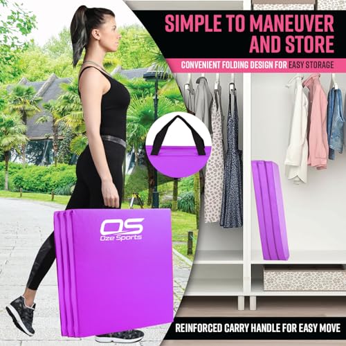 Gymnastic Tumble Exercise Mat – Non Slip PU Leather Surface - High Density Polyether Rebound inner Material – 6FT Long Tri Folding Crash With Carry Handles perfect for gymnastics yoga Pilates (Purple) - Image 5