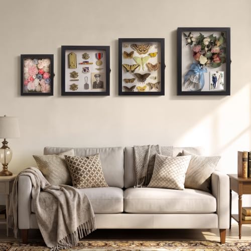 Image of TJ.MOREE Small Shadow Box 5x7 Memory Display Case Wood icture Frame Black