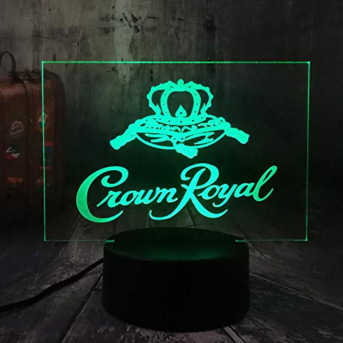 Luz De Nocturna Crown Royal Logo Whisky Copa De Vino 3d Led Mesa Luz De Noche Lámpara De Mesa El Hogar Oficina Habitación Año Decoración Navidad