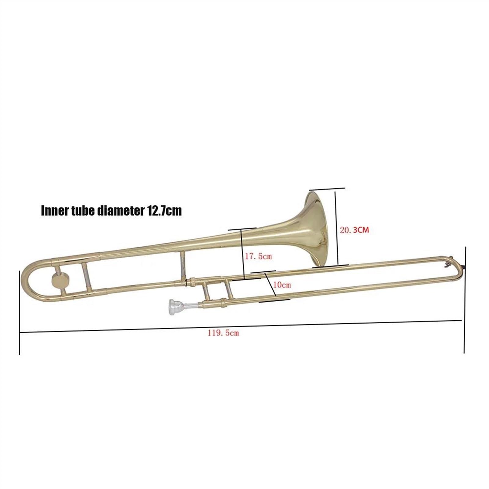 Trombone Professionnel Bb Alto Laqué Or Trombone Plat En Laiton Avec Boîte En Tissu Pièces D'instruments De Musique
