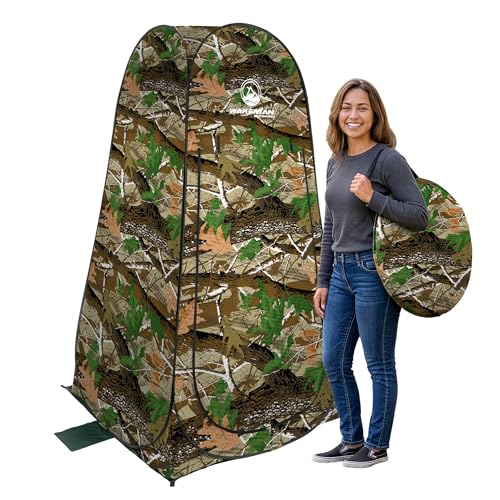 Image of Wakeman Pop Up Changing Tent, 3.3 x 3.3 x 6.2ft, Camping Shower Tent for Portable Toilet Stall or Dressing Room with Carry Bag for Camping, Beach, or Tailgate, Polyester