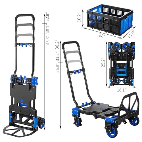 Carretilla plegable 2 en 1 para equipaje y carga miniatura 3