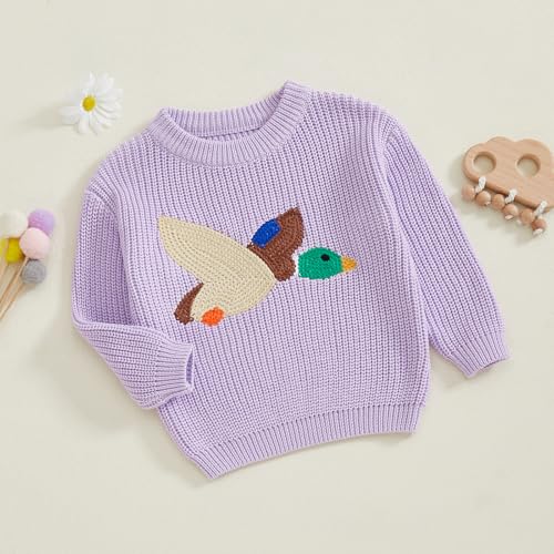 Baby Boy Girl Hunting Outfit Mallard Duck Long Sleeve Knit Sweater Pullover Top Cute Fall Winter Clothes3