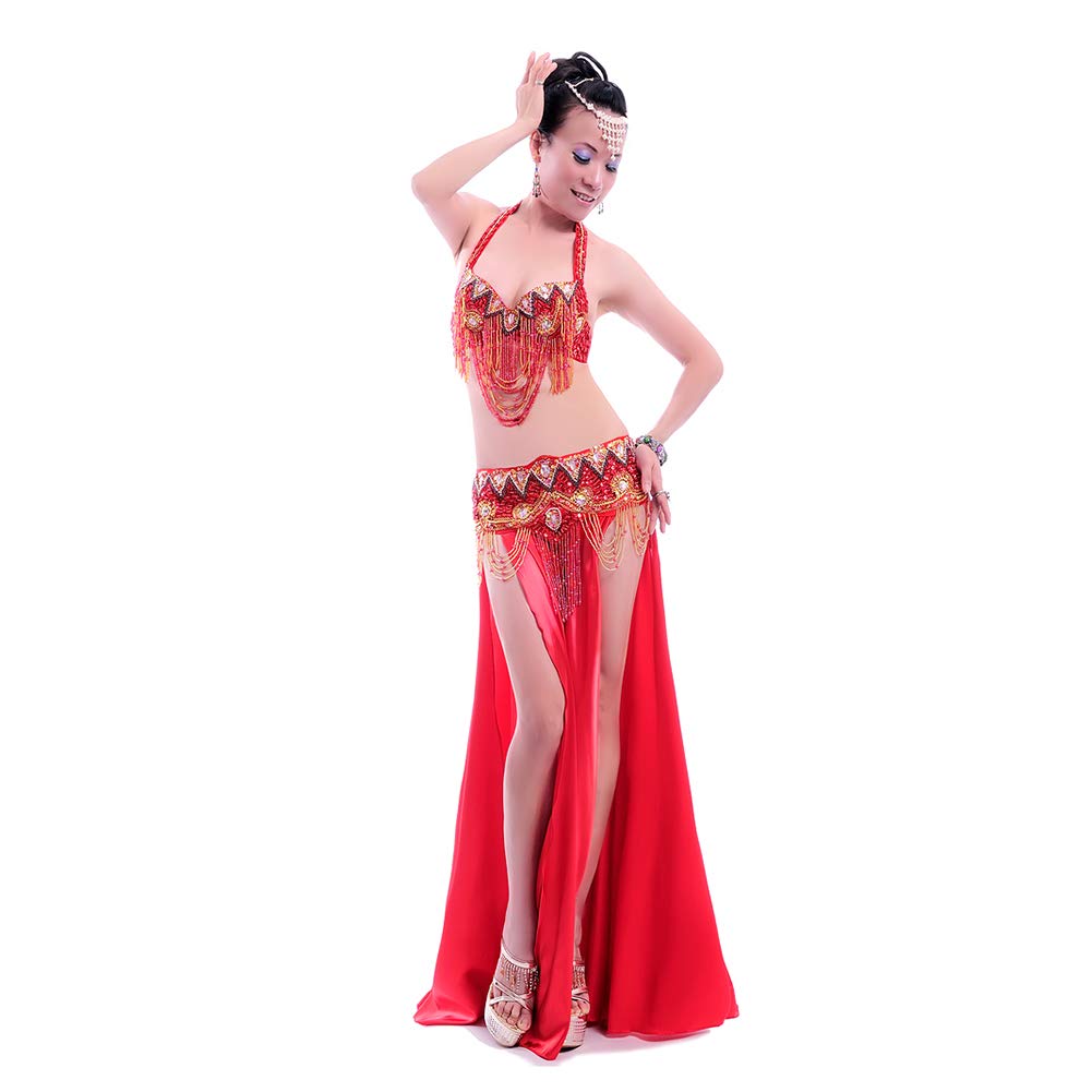 ROYAL SMEELA Bauchtanz kostüm Damen Bauchtanz BH gürtel Rock Strass Sexy Kleid Flamenco Rock BH Gürtel Maxirock Anzug Karneval Bauch tanzen Kleidung bauchtänzerin kostüm für Frauen Bauchtanz Set