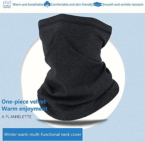 SaiDeng Neck Gaiter Face Mask,Reusable Winter Fleece Warm Thick Scarf Windproof Shield for Outdoor Sports Ski Riding Hiking Linen Black