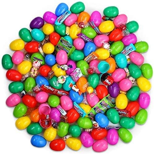 Plastic Filled Easter Eggs - Candy Easter Basket Stuffers For Boys Girls and Toddlers - Kids Pre Filled Easter Surprise Egg - Bulk Eggs Filled With Candy - Stuffed Eggs For Easter Egg Hunt - 100 Pack
