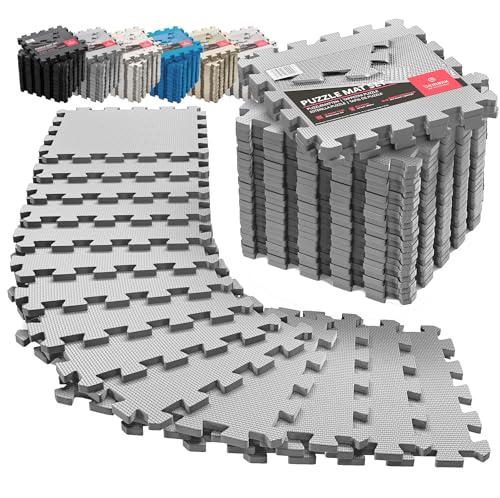 Image of bemaxx Gym Mats Set - 18 pcs EVA Interlocking Foam Floor Tiles (12.6"x12.6"x0.4") 18sqft Protective Gym Flooring Sports Home Workout Exercise Mats Puzzle Garage Fitness Play-Room Garage Pool Treadmill