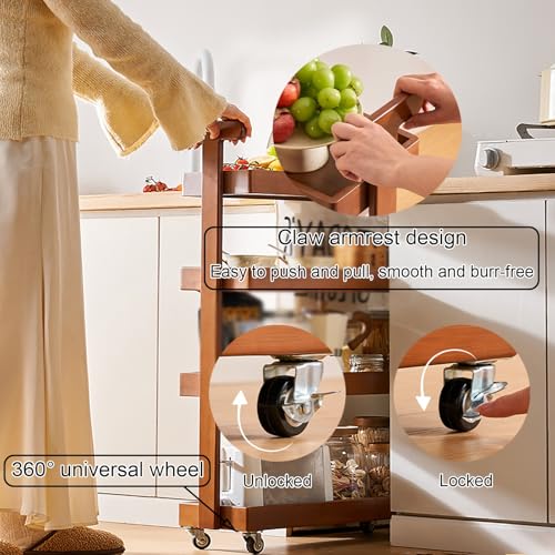 Carrello portaoggetti in Legno a 4 Ripiani Cupboard Gadgets: Soluzione Versatile per riporre Oggetti Soggiorno, Camera da Letto e Cucina. Elegante Organizer con Ampi Ripiani. Arred