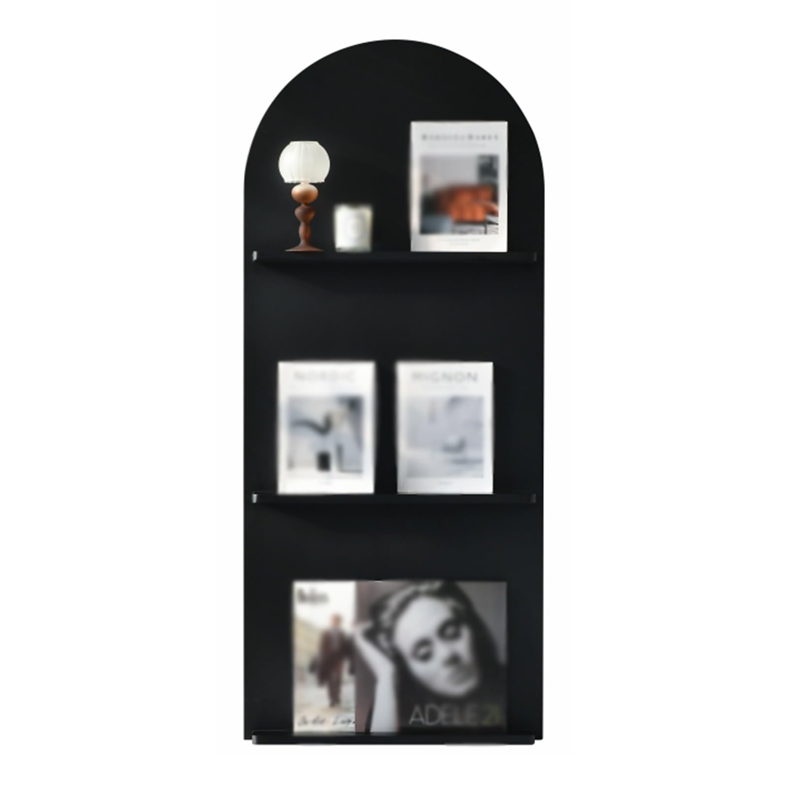 Gewölbter Zeitschriftenständer, Bodenstehender Prospekthalter, Zeitungsregal Aus Massivem Holz, For Einzelhandelsgeschäfte, Wohnzimmer, Büros(Black,60 X 140cm)