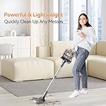 N8 Cordless Vacuum Cleaner, Lightweight Stick Vacuum with Powerful Suction, 2200mAh Battery, 40 Mins Runtime, Self-Standing, Rechargeable Vacuum Cleaners for Home Hardwood Floor Carpet Pet Hair (Gold) - Image 2