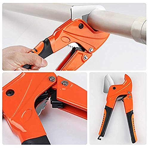 Image of AIRAJ PVC Cutter, Ratcheting Hose Cutter One-hand Fast Pipe Cutting Tool with Ratchet Drive for Cutting 1-1 /4 inch OD. PEX Plastic Tube,and PPR Pipe Suitable for Plumbers,Home Owner