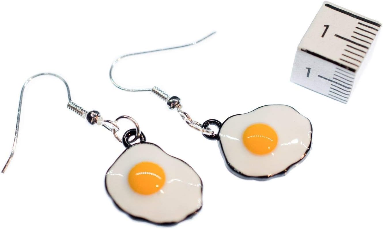 Fried Egg Earrings Miniblings Metal Eggs Breakfast Food Cook