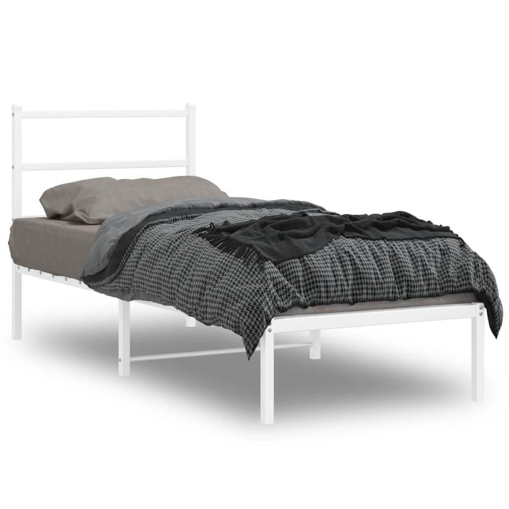 VIDAXL Metal Bed Frame - White - 75x190cm