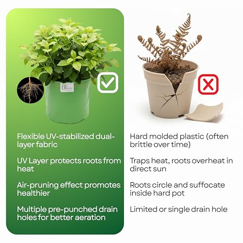 Image of Bio Blooms Round HDPE Plant Grow Bag for Terrace & Kitchen Gardening | 12x12 | 200 GSM Heavy Duty Outdoor Grow Bag | Durable Planter for Vegetables, Flowers & Plants | Green & Orange