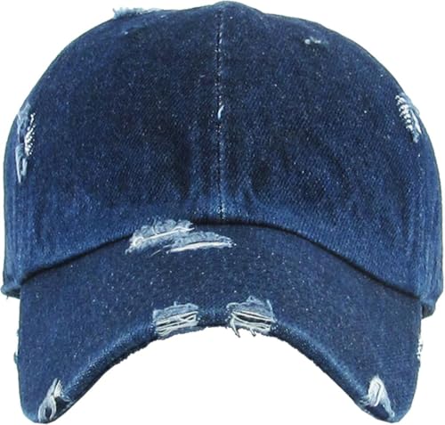 Image of KBETHOS Vintage Washed Distressed Cotton Dad Hat Baseball Cap Adjustable Polo Trucker Unisex Style Headwear