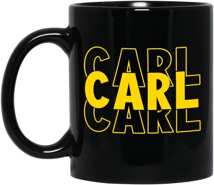 Carl - Personalized Name Coffee Mug, Custom Gift For Carl, Stacked Names Black 11oz Ceramic Tea Cup