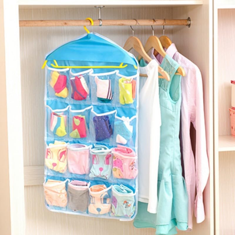 16 Pockets Storage Organizer Clear Door Hanging Bag for Closet for Socks Ties Underwear