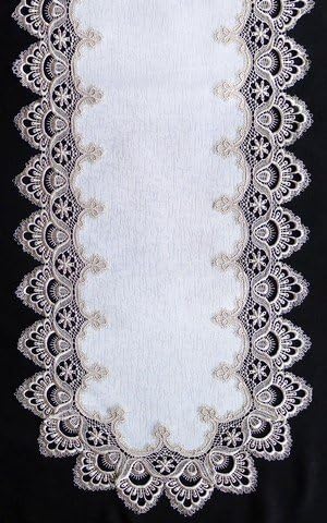 H8139-F2 Gold Lace Oval Placemat44; 12 x 18 in.