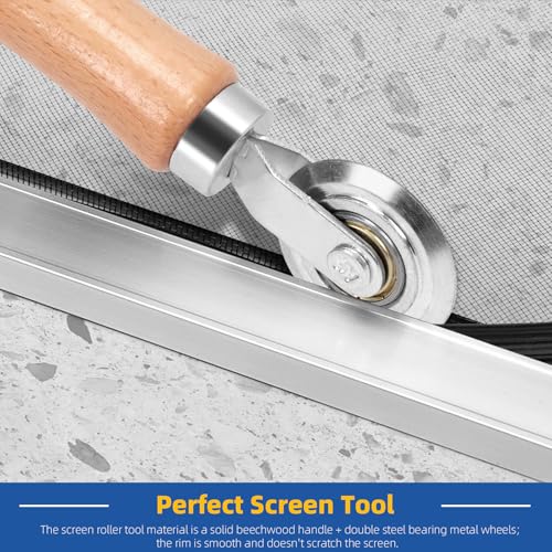 Glarks 4pcs 48 \W x 99\ L Grau Fenster Screen Reparatur Kit, enthalten 1pcs Glasfaser Screen Mesh 1pcs 10.94yard Spline 2pcs Spline Entfernungswerkzeug für Patio Screen Tür Reparatur