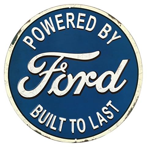 Open Road Brands Ford Built to Last Round Embossed Metal Sign Cover