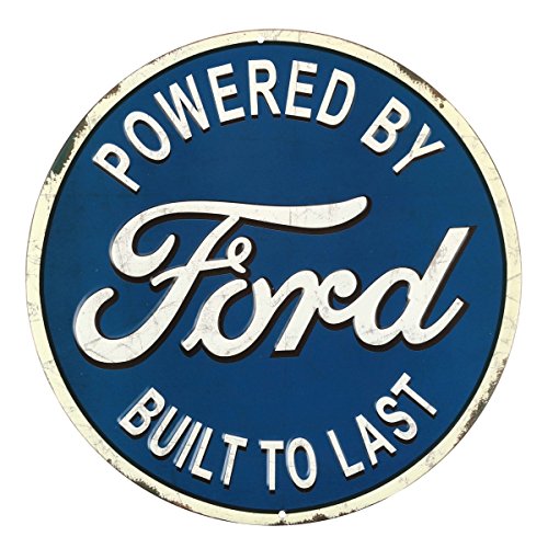 Open Road Brands Ford Built to Last Round Embossed Metal Sign