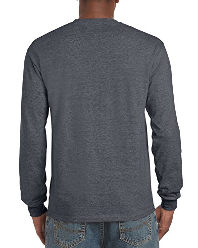 Gildan Men's Ultra Cotton Adult Long Sleeve T-Shirt, 2-Pack, Dark Heather, Large