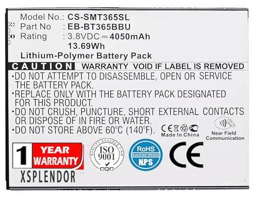 XPS Replacement Battery for SAMSUNG Galaxy Tab Active Galaxy Tab Active 2 Galaxy Tab Active 2 8.0 Galaxy Tab Active 2 8.0 LTE PN EB-BT365BBC EB-BT365BBE EB-BT365BBU EB-BT365BBUBUS GH43-04317A