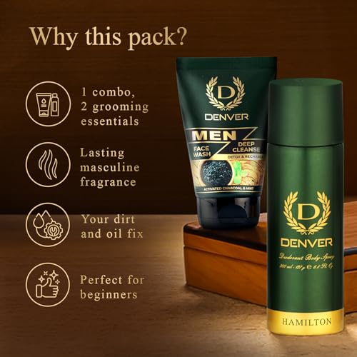 Image of DENVER Gift Pack Hamilton Deodorant (200 ML) + Face wash (100 Gram)- Pack of 1