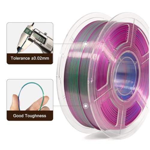 Image of FiLAMONT PLA Silk Filament 1.75mm, 3D Printer Filament, Shiny Silk 1.75 PLA Filament, 1kg(2.2Lbs) /Spool (Tri Blue Green Purple)