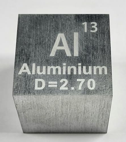 Image of 1.5 inch 38.1mm Aluminium Metal Cube Al up to 99.9% Pure Periodic Table Element Engraved Density Collection Science Education Display Block Cube + Acrylic Case Box - 1PC