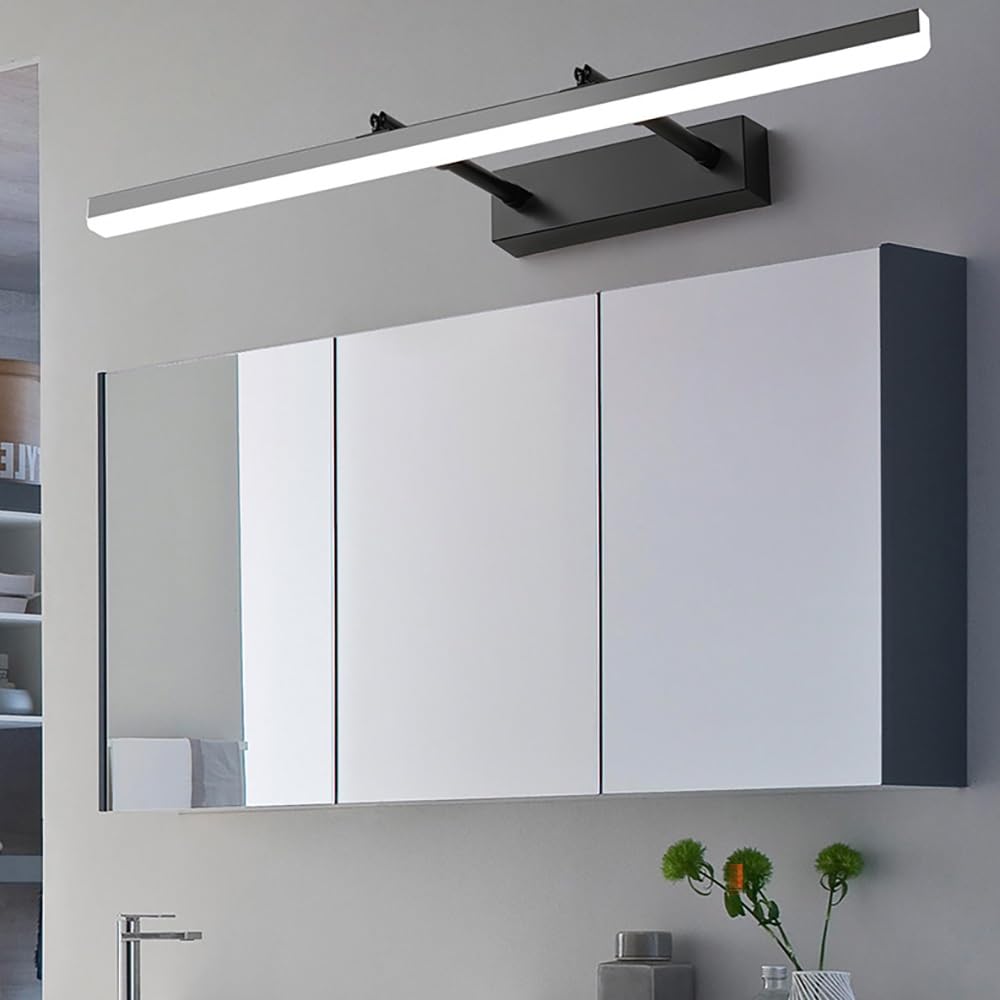 Lampada Specchio LED Lunga Design Moderno Braccio Estensibile Rotazione 180 Gradi, Applique Bagno Luce per Specchio per Trucco Illuminazione(Black(6000K),40cm/15.74in)