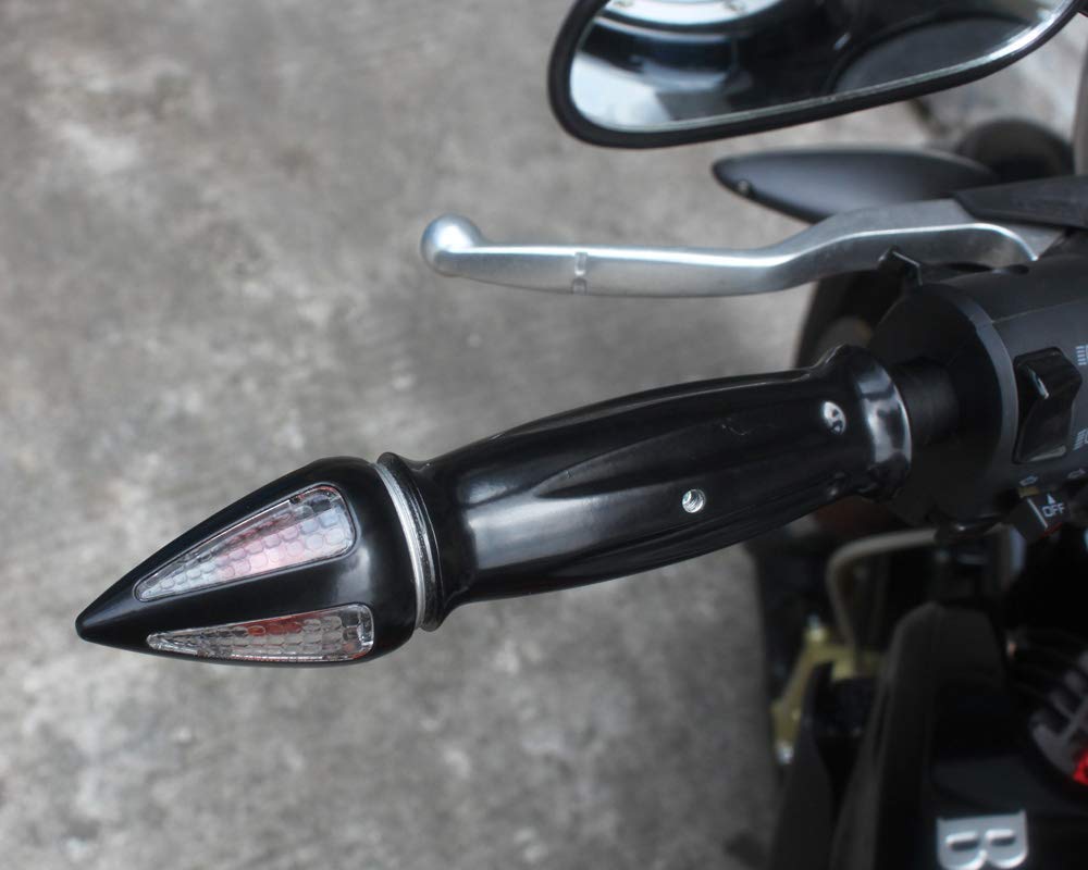 Poignées de Moto avec Clignotants Intégré pour Guidon de 25mm | Custom Roadster Cruiser Chopper Bobber