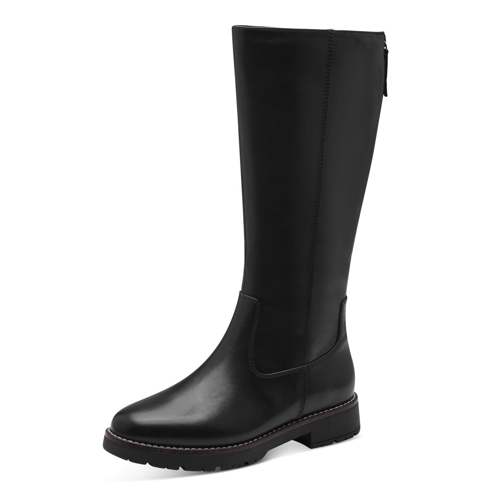 Jana Women’s Tall Boots Flat with Zip Vegan, Black, 6,5 UK