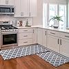 KMAT Kitchen Mat [2 PCS] Cushioned Anti-Fatigue Kitchen Rug, Waterproof Non-Slip Kitchen Mats and Rugs Heavy Duty PVC Ergonomic Comfort Foam Rug for Kitchen, Floor Home, Office, Sink, Laundry,Grey
