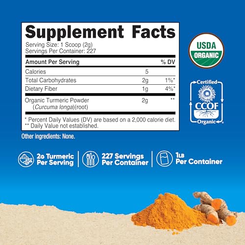 Image of Nutricost Organic Turmeric Root Powder 1 LB (16oz), Certified USDA Organic