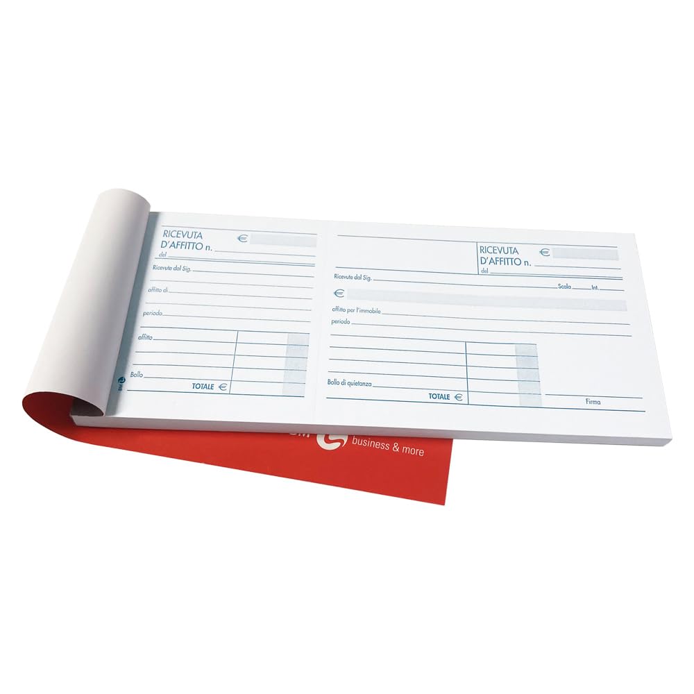 BM BeMore Mod 89, 0100092 - Mother Daughter Rental Receipt Pad - Hand Use Paper - 100 Copies - Size 10cm x 22cm - Pack of 5