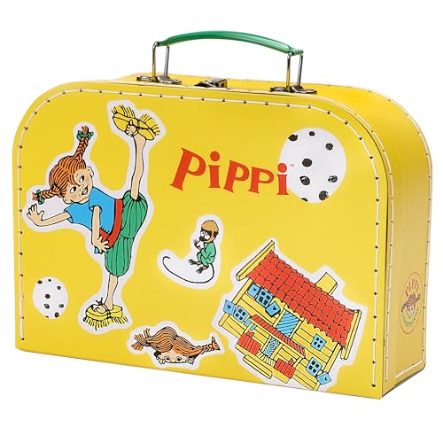 Valisette en carton jaune Pippi Langstrumpf coffret de rangement et petite valise enfant 25 cm