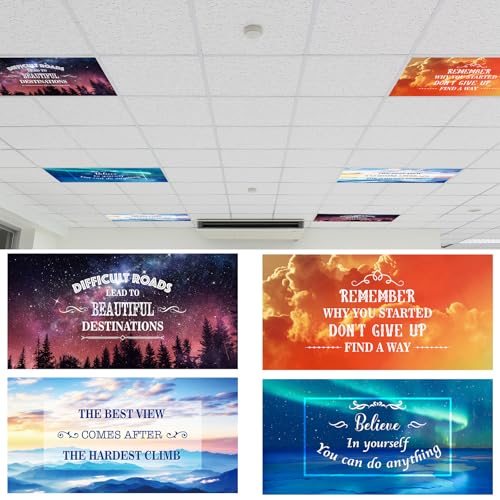 Image of VIHOSE 4 Pcs Fluorescent Light Covers for Ceiling Lights 4 x 2 ft Motivational Magnetic Light Covers Inspirational Classroom Filters for Classroom Office Home Kitchen(Landscape)