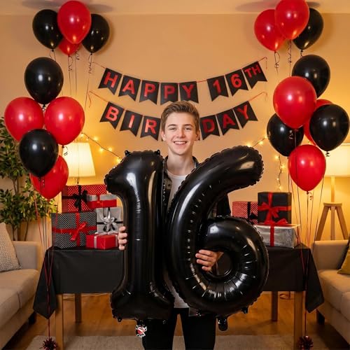 Image of YPSelected 32 Inch Large Foil Helium Number Balloon Birthday Wedding Party 0-9 (Black, 6)