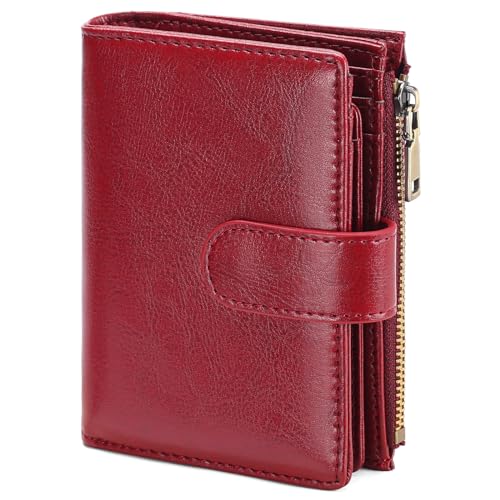 GAEKEAO Womens Wallet Small Leather RFID Blocking Bifold Zipper Pocket Wallet Card Case Purse with ID Window