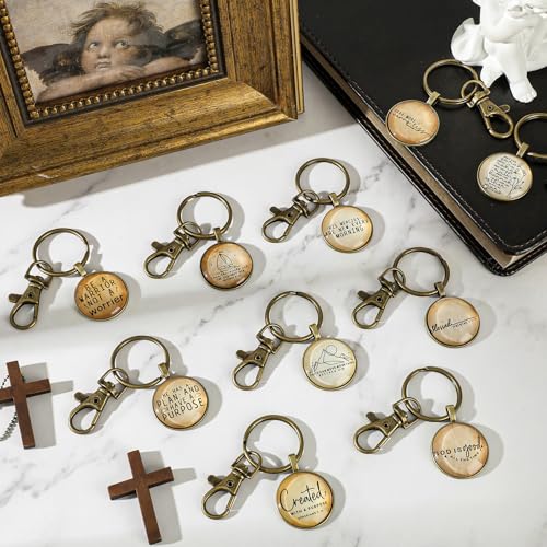Image of Fumete Christian Keychain Bulk Bible Verse Religious Key Chains Scripture Quote Positive Gift for Women Men Church Pastor