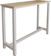 MB Muebles Bonitos, Ani High Bar Table, Minimalist Style Kitchen Bar with Metal Legs, Matte Melamine, White and Sonoma, 140 x 100 x 40 cm