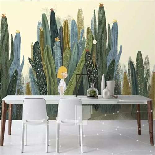 Papier Peint Canapé et Salon Effet 3D Cactus Vert 150cmx105cm