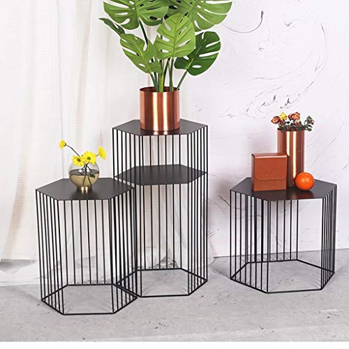 Stylish Simplicity Hexagonal Plant Stand/Flower Stand/Shelf, Creative Iron Art Fence Section Living Room Bedroom Study Balcony Outdoor Flower Pot Shelf, Lsxysp, Black, 3865Cm #TOP4