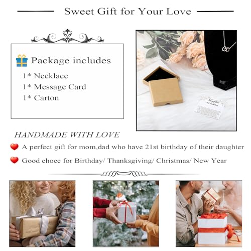 OKEYCH Turning 21 Gift To My Beautiful Daughter on 21th Birthday Necklace Daughter 21st Birthday Gift from Mom Dad4