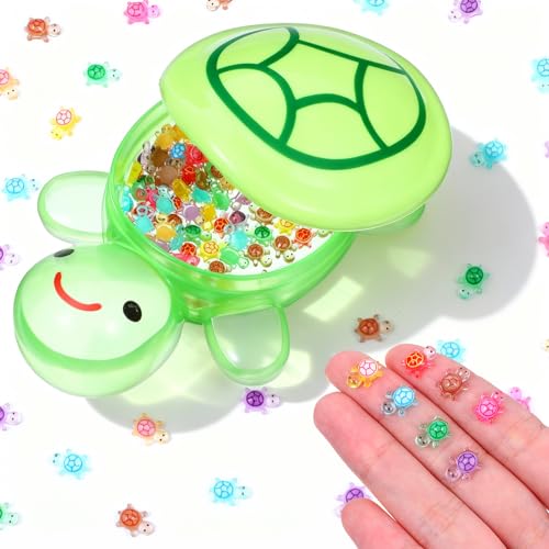 Alrhso 200 Stück Mini Harz Schildkröten mit 1 Großer Schildkröte Leuchtende Schildkröten Figuren Bunte Kleine Schildkröte für Miniaturlandschaften, Aquariendekorationen
