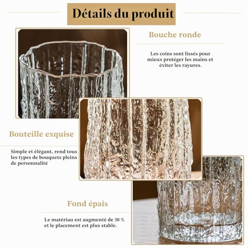 Vase cylindrique verre transparent 30 cm grand vase centre table - 2