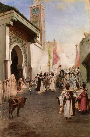 Peinture à l'huile sur toile Entrance de Mohammed II Benjamin Constant tableau 20 x 24 pouces