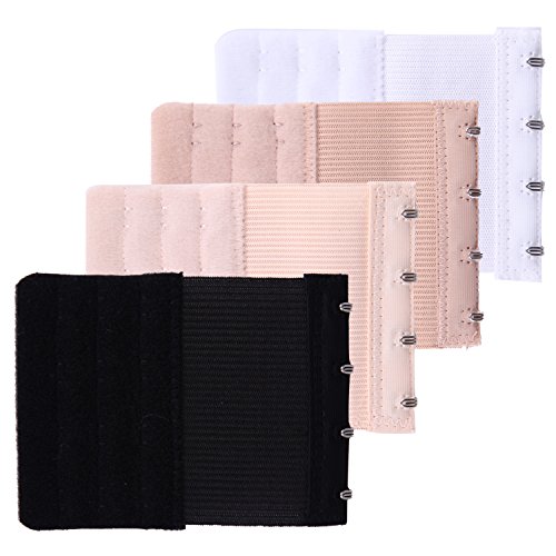 Image of Senkary 4 Pieces Bra Extenders 4 Hooks 3 Rows Elastic Bra Strap Extension for Women