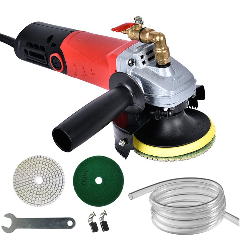 Wet Polisher Grinder,860W/110V Variable Speed Wet Buffer with 4'' Diamond Polishing Pad Tools Kit,Low-noise Wet Stone Polisher Buffing Machine for